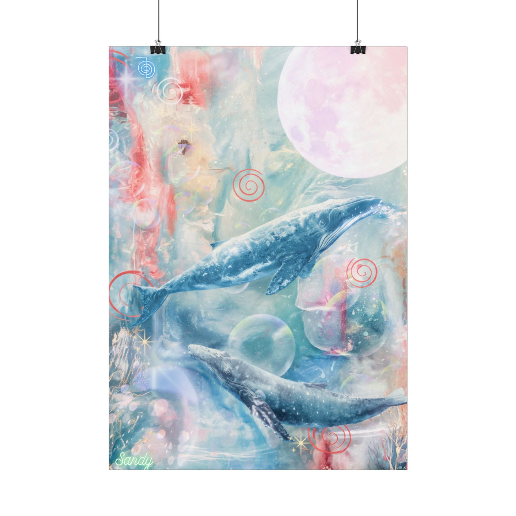 Valarnas stilla visdom- Dreamy Whale Moon Poster