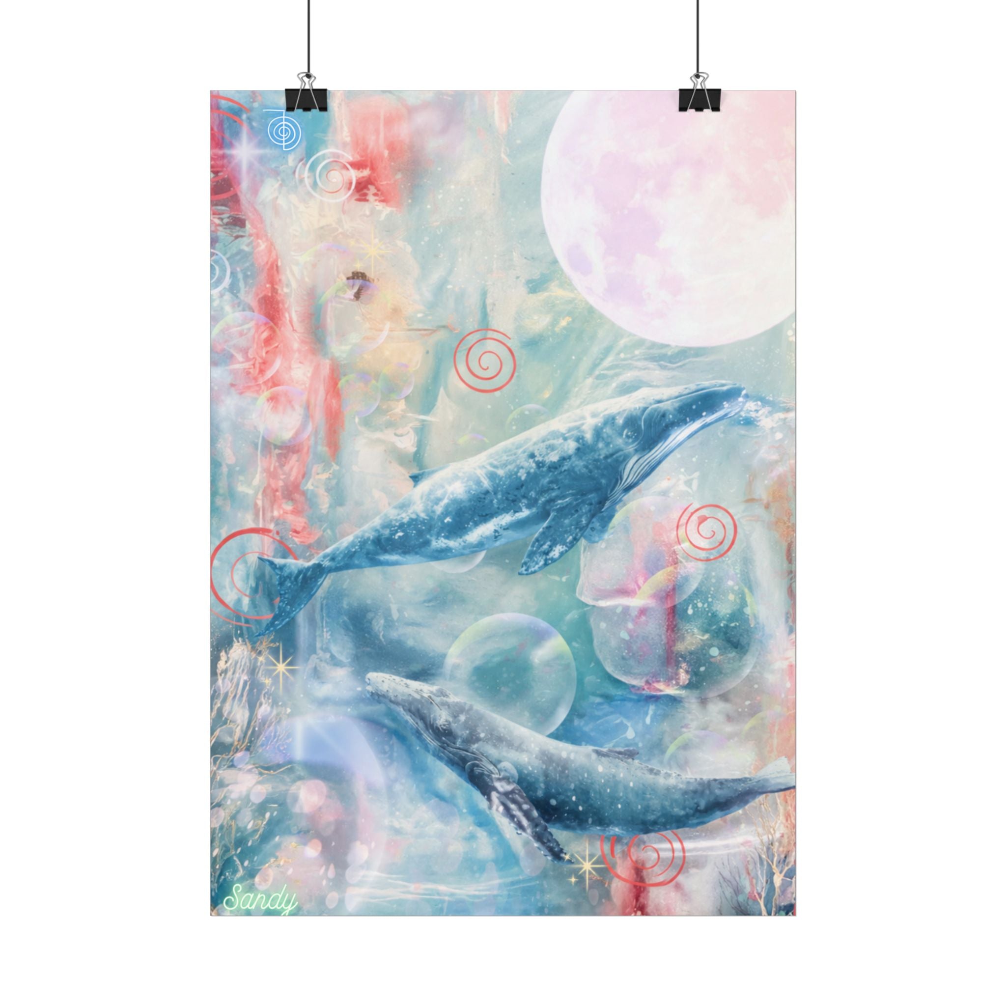 Valarnas stilla visdom- Dreamy Whale Moon Poster
