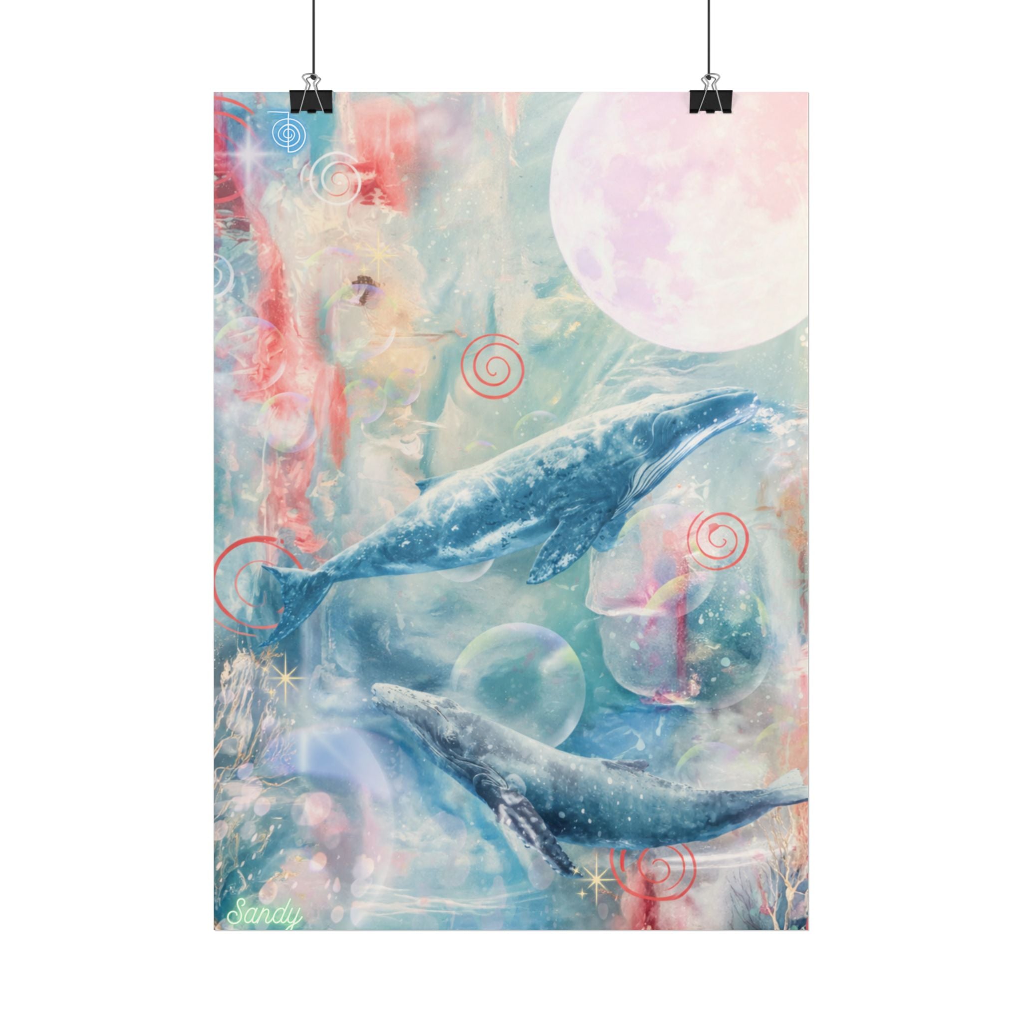 Valarnas stilla visdom- Dreamy Whale Moon Poster