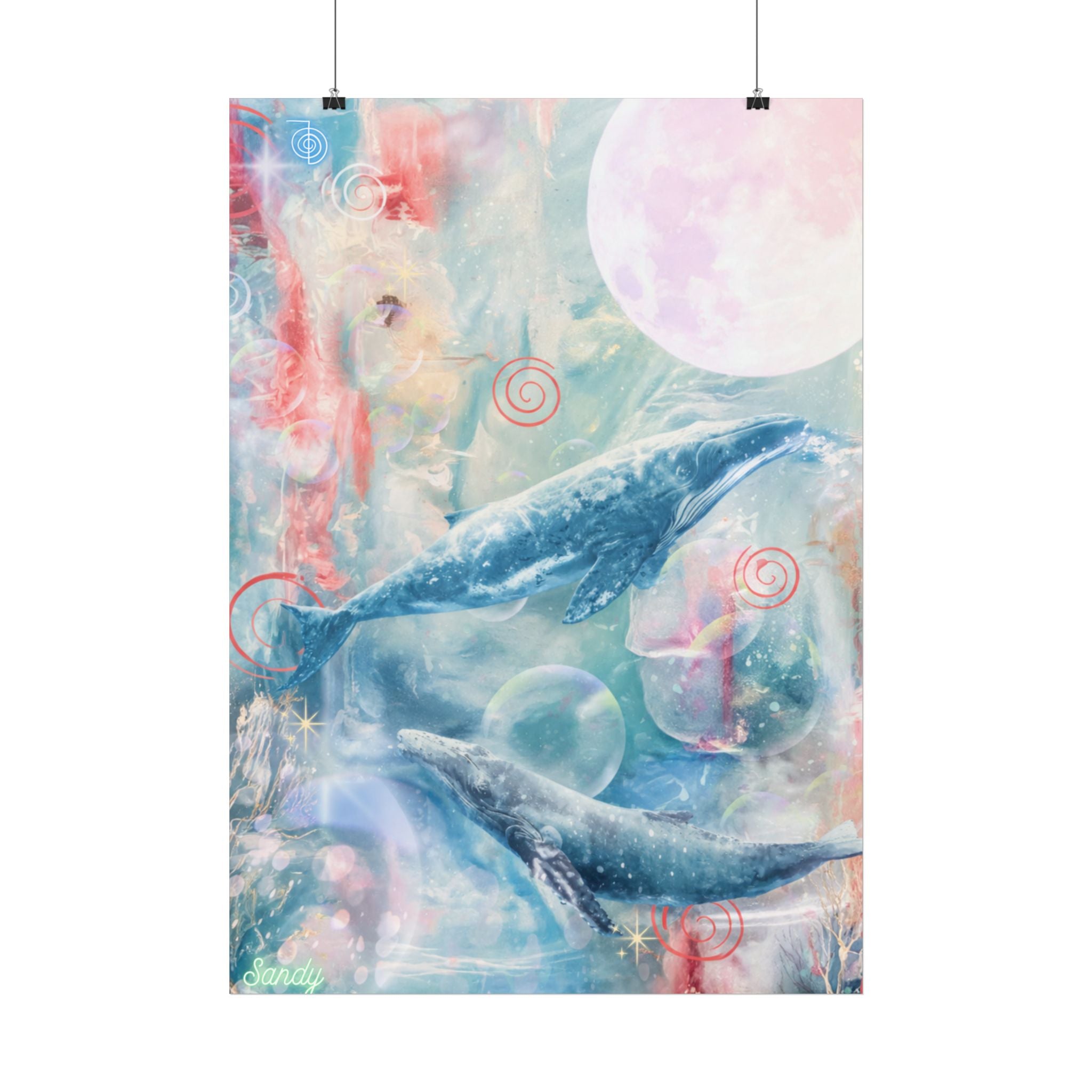 Valarnas stilla visdom- Dreamy Whale Moon Poster